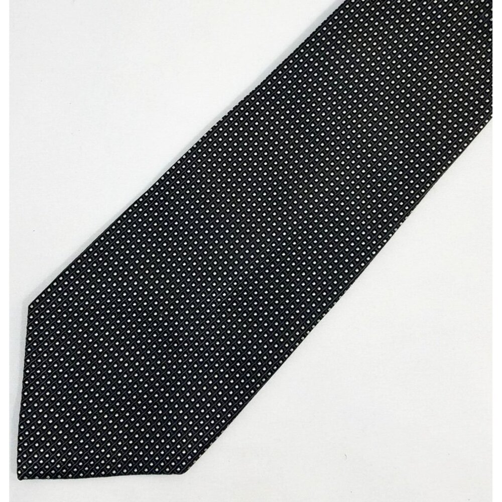 Calvin Klein Mens Silk Necktie Black Micro Dot Pattern 3.5" Width 59" Length
